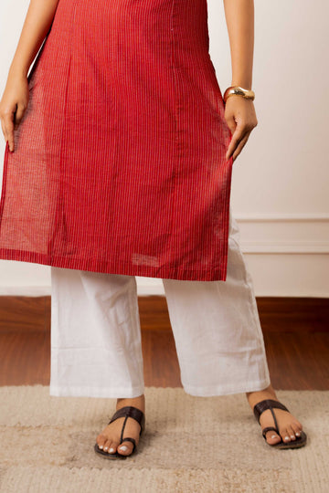White Relaxed Straight Pants with Pockets
