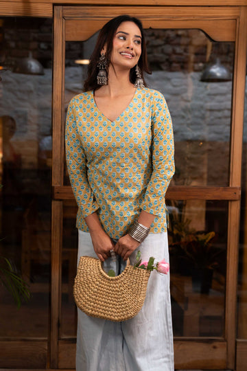 Phul Butta Floral A-Line Kurti Top