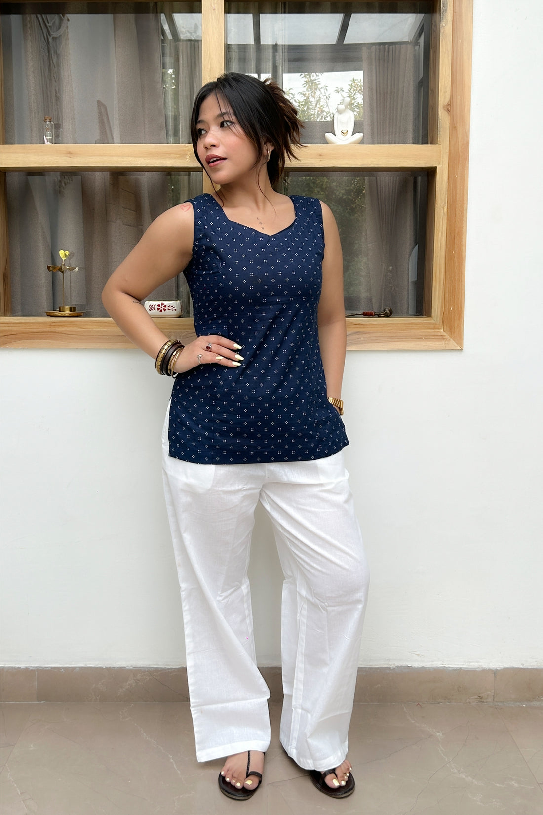 Neel Buti Criss Cross Back Kurti & Straight Pant Set